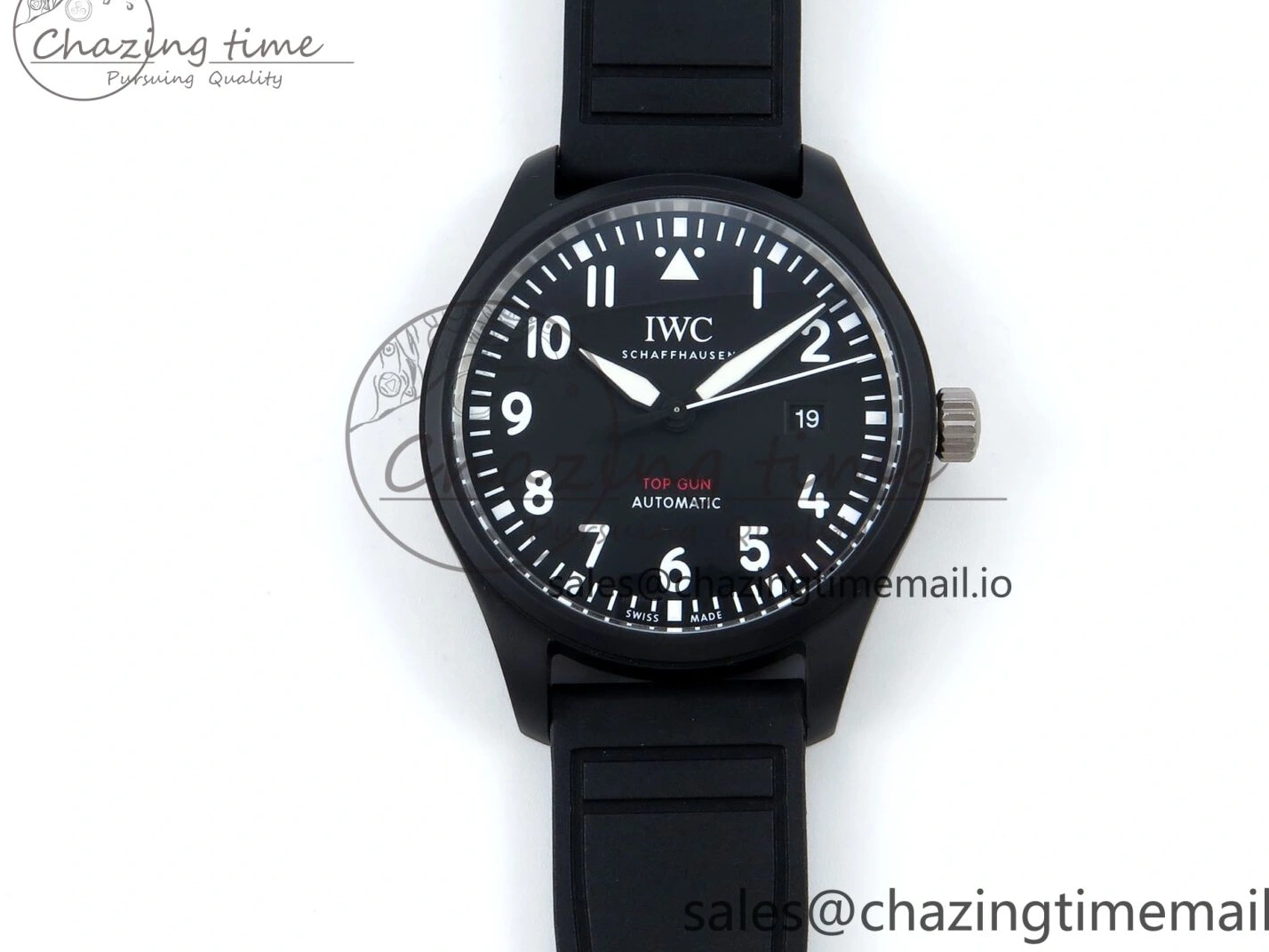 MIROTIME 0424 Pilot Top Gun IW326901 M+F 1:1 Best Edition Black Dial on Black Rubber Strap A SportInspired 6999